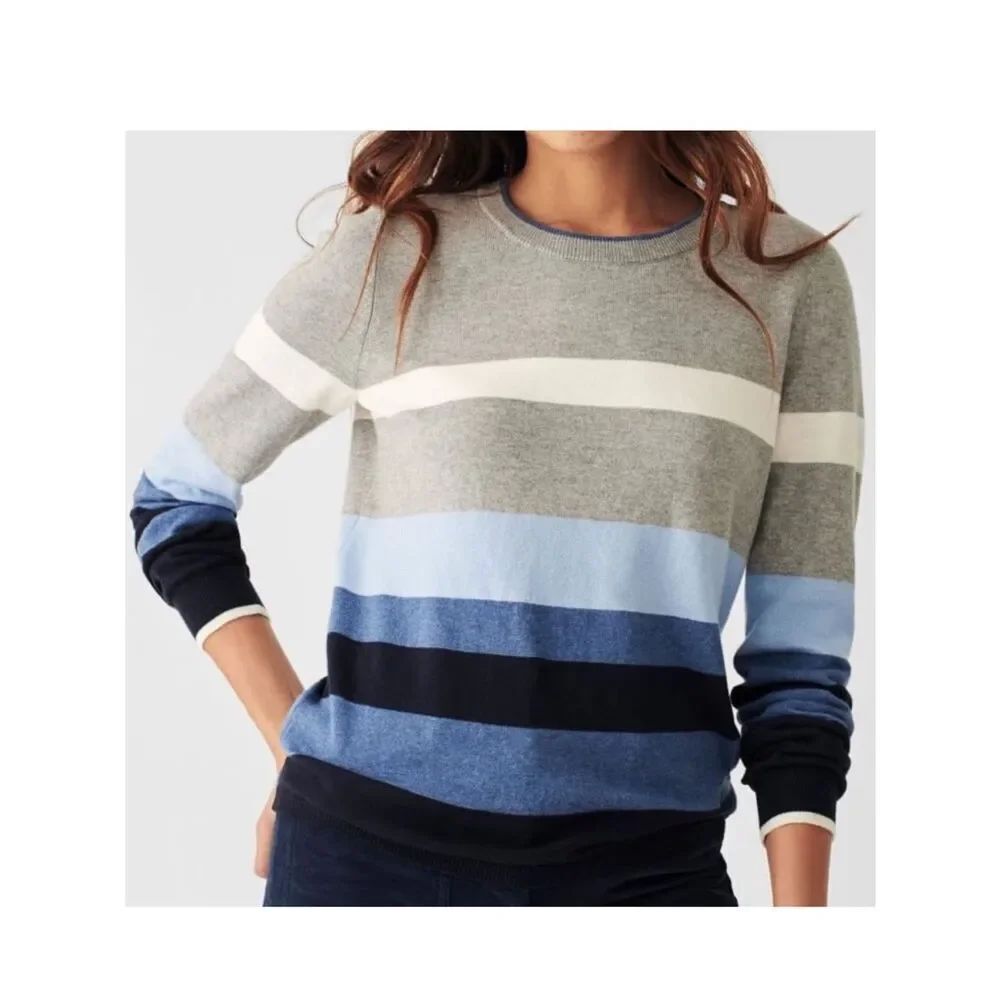 NWT FAHERTY Ollie Crew Sweater In Flannel
Multi Blue Gray Women’s Size Medium